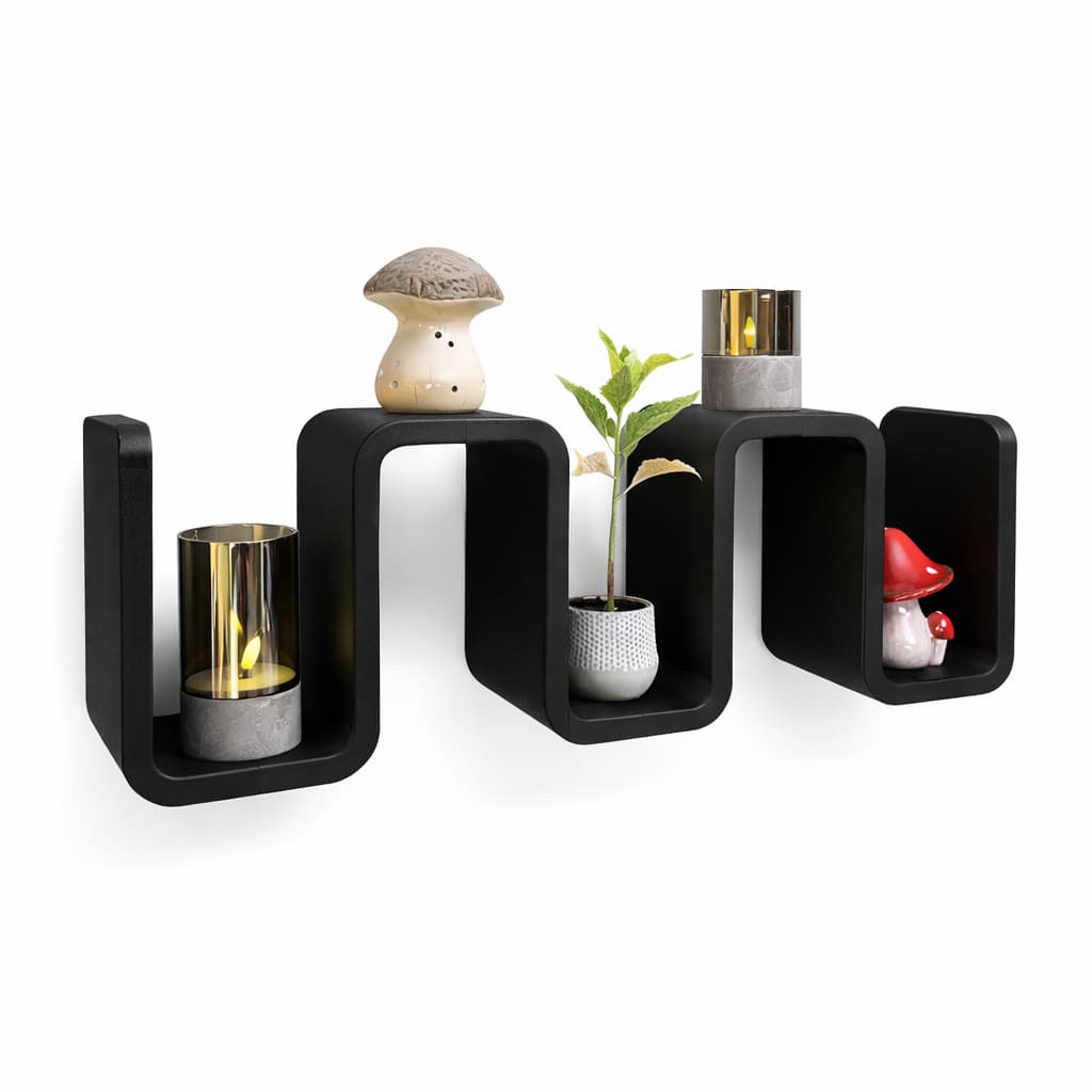 🖤 Prateleira Decorativa Moderna — Design Ondulado para Parede
