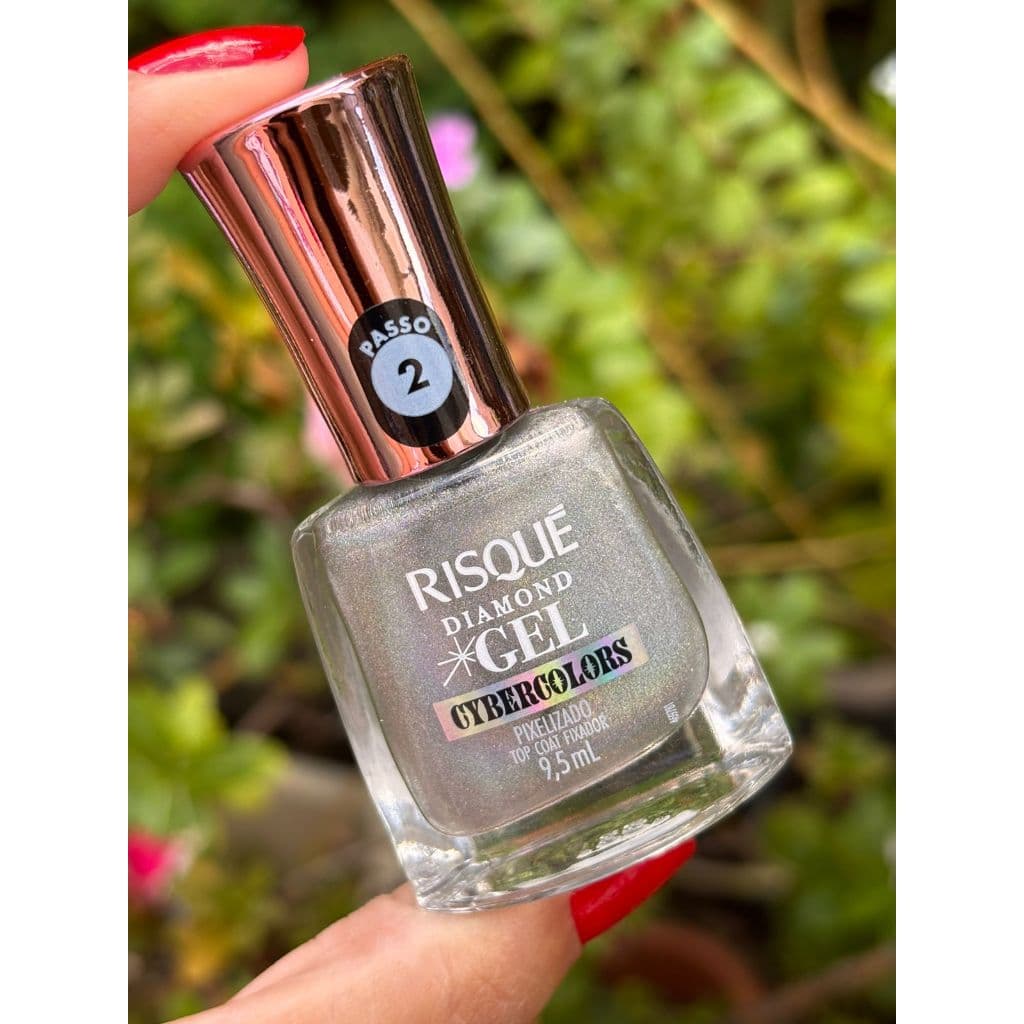 Esmalte Risqué Diamond Gel Top Coat Efeito Holográfico Cybercolors PIXELIZADO 9,5 mL