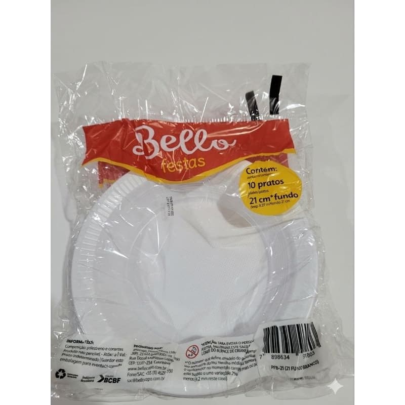 Kit 30 Pratos Fundos - Descartáveis 21cm