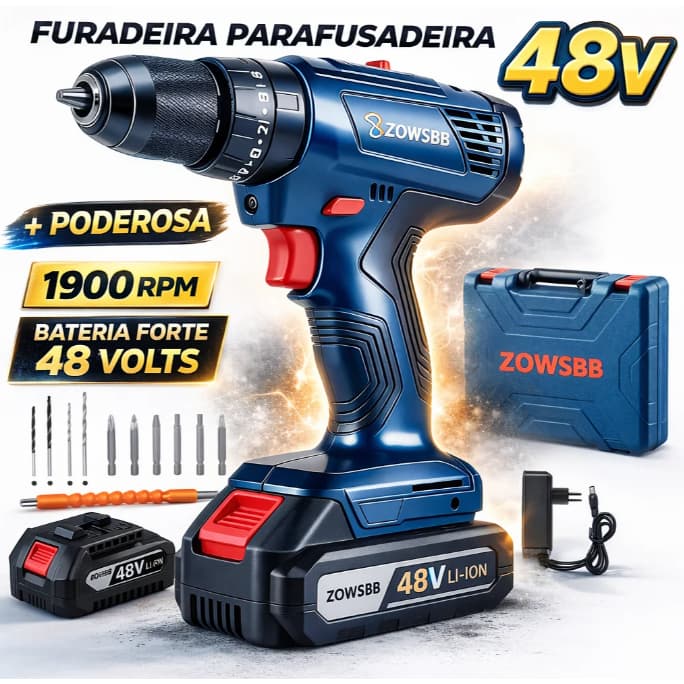 Furadeira parafusadeira 48V GSR 185-li furadeira de impacto elétrica Genérica Bosch com 2 Baterias