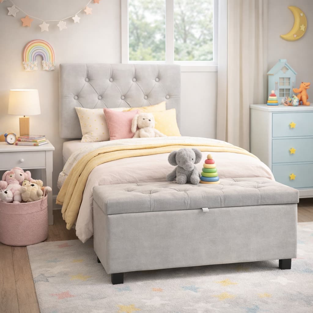 Kit Cabeceira Painel e Baú Sapateira Sara Organizadora Estofado Captone  Cama Solteiro 90cm Veludo