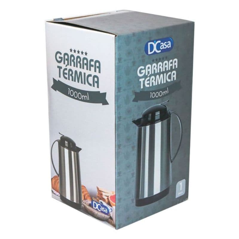 Garrafa Térmica Inox Preta Útil Bazar 1L RF742