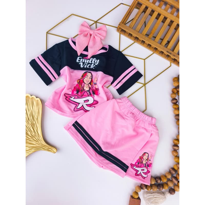 Conjunto Infantil Os Rosas Emilly Vick!