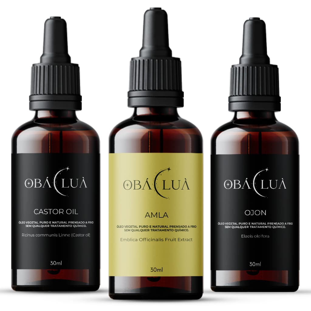 Kit Glow Capilar OBÁ LUÀ Amla, Ojon e Castor Oil (Rícino) - Óleos Vegetais Puros - Uso Capilar