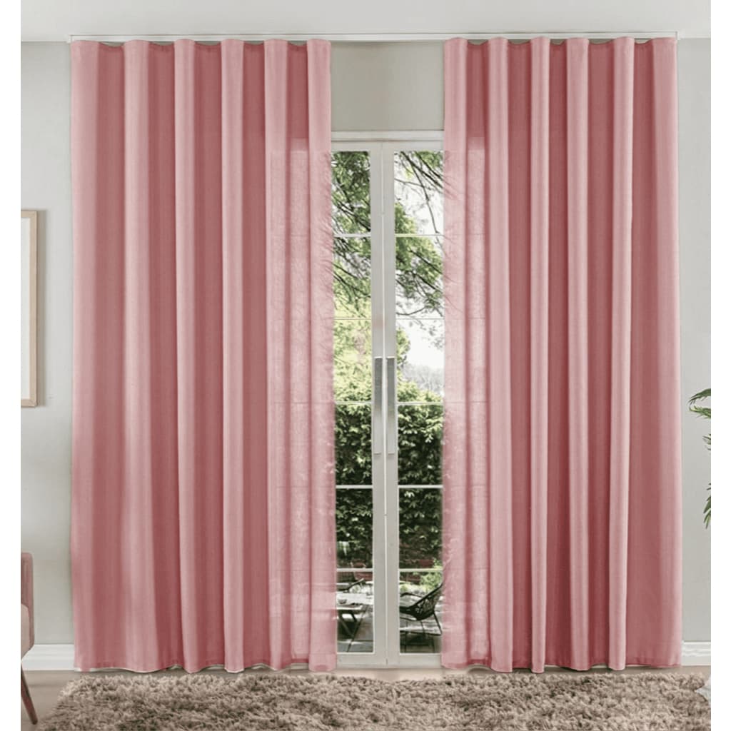 Cortina 4.00x2,80 Flamê Rosa P/Trilho Suíço Sala Quarto