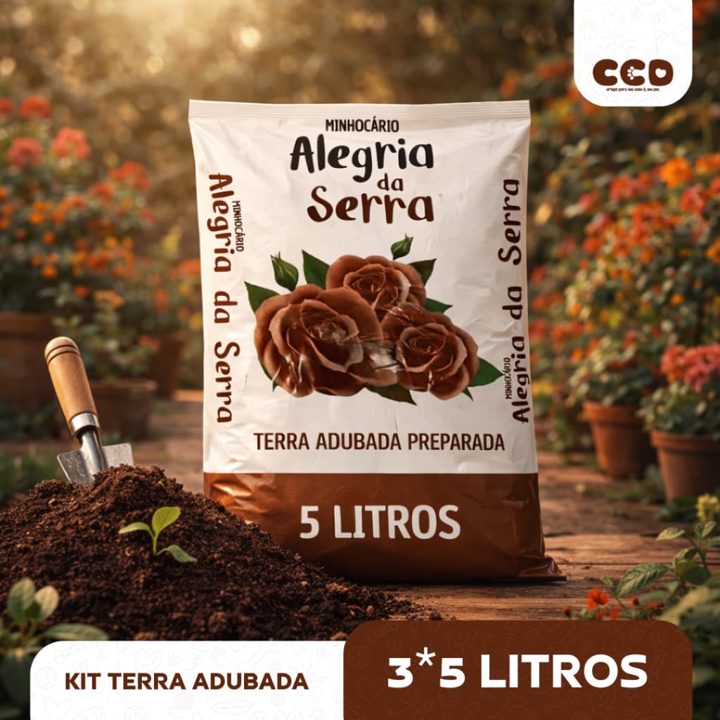 Kit 3 Terra Adubada Orgânica Alegria da Serra 5L