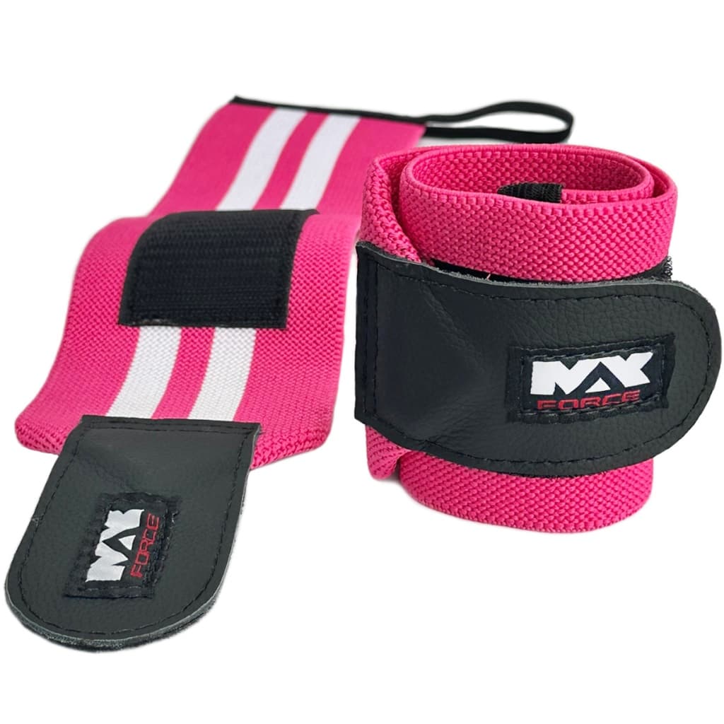 Munhequeira Faixa de Pulso Elástica 30cm Musculação Crossfit Rosa Max Force
