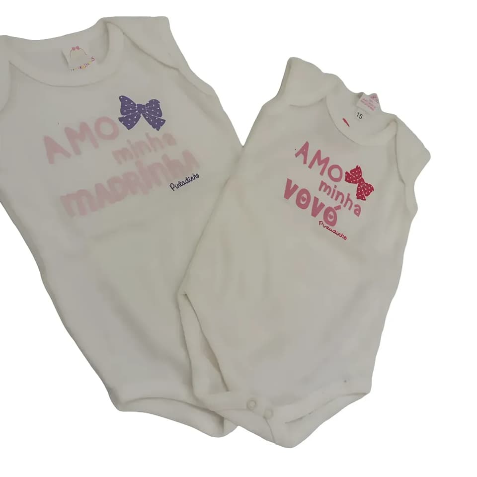 Body Bebê Regata 100% Algodão Pintadinhos Frases Variadas Botão Metal XG 12 a 18 Meses Unidade