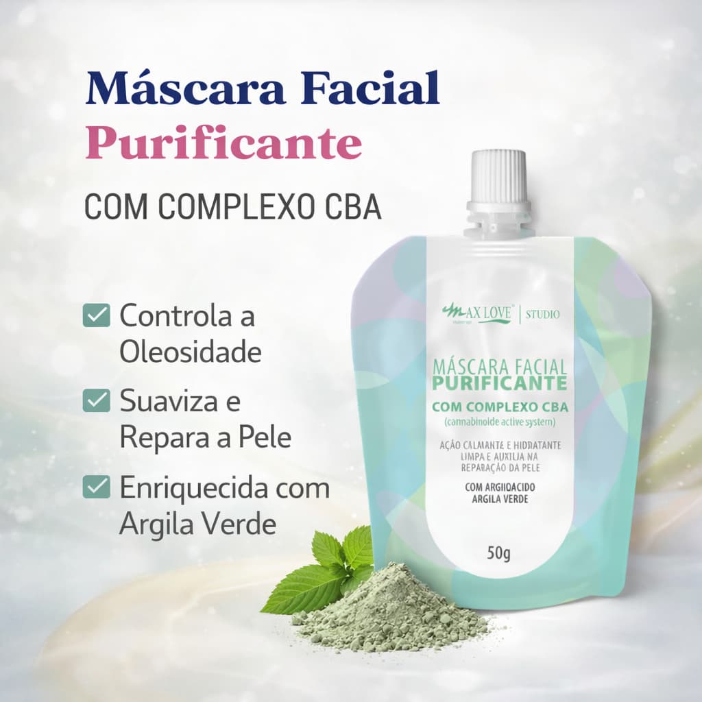 Máscara Facial Purificante Max Love Limpeza Profunda Controle Oleosidade