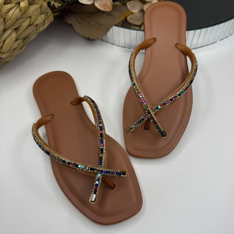 Chinelo Feminino Sola Baixa Stras Adulto Leve Confortável Moda Casual