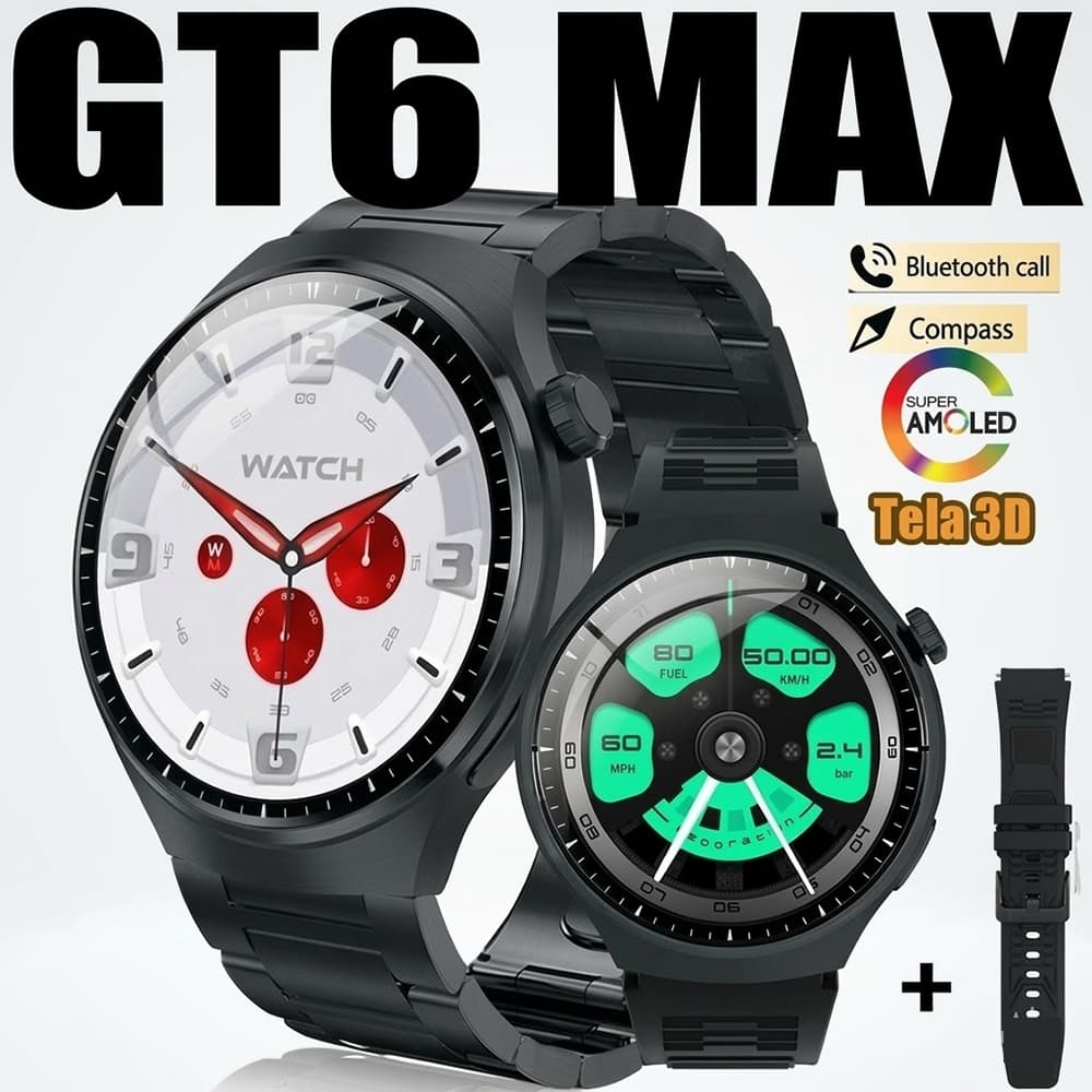 2026 relógio inteligente GT6 PRO 3D Tela De Toque Completa Es chamada Bluetooth com função