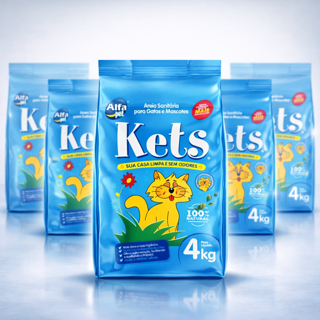 Kit 5 Areia Grossa Sanitária Kets Premium Higiênica Granulado Para Gatos .2.0.k.g.