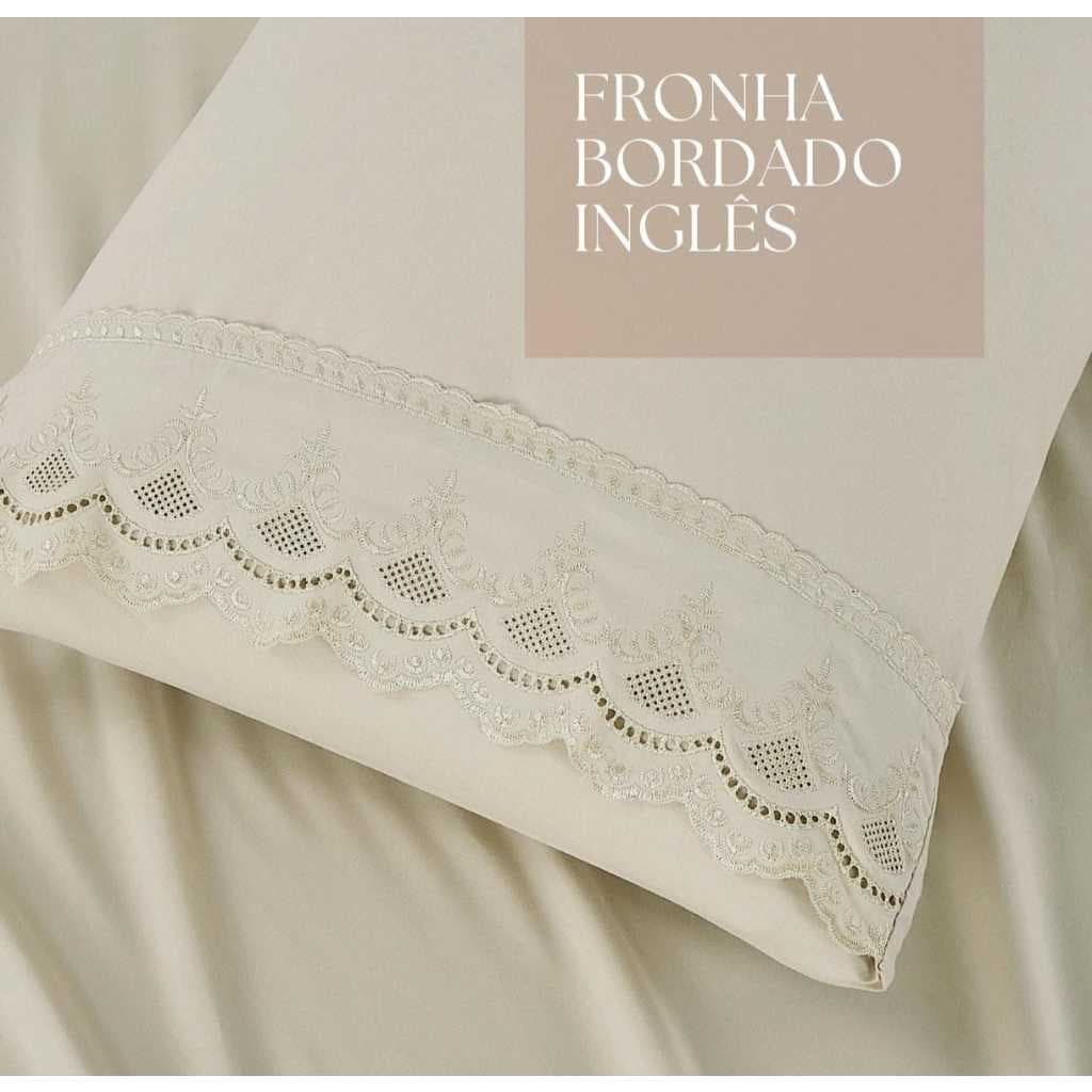 Fronhas Bordado Inglês ✨ 6 Cores Sofisticadas 🛏️ Tecido Micro Percal 🤍 Elegância para sua Cama