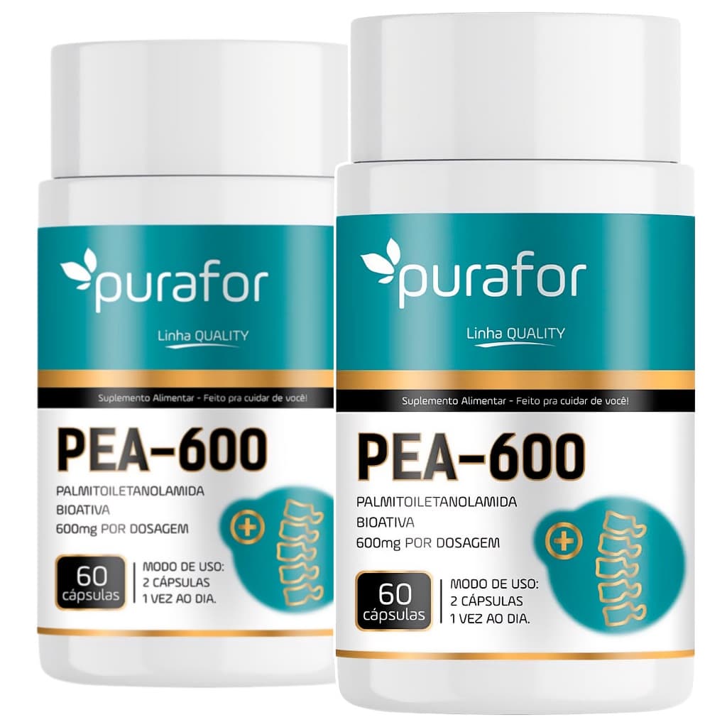 Kit 1 a 2 PEA-600 60 caps Palmitoiletanolamida 600mg Bioativa anti-inflamatorio