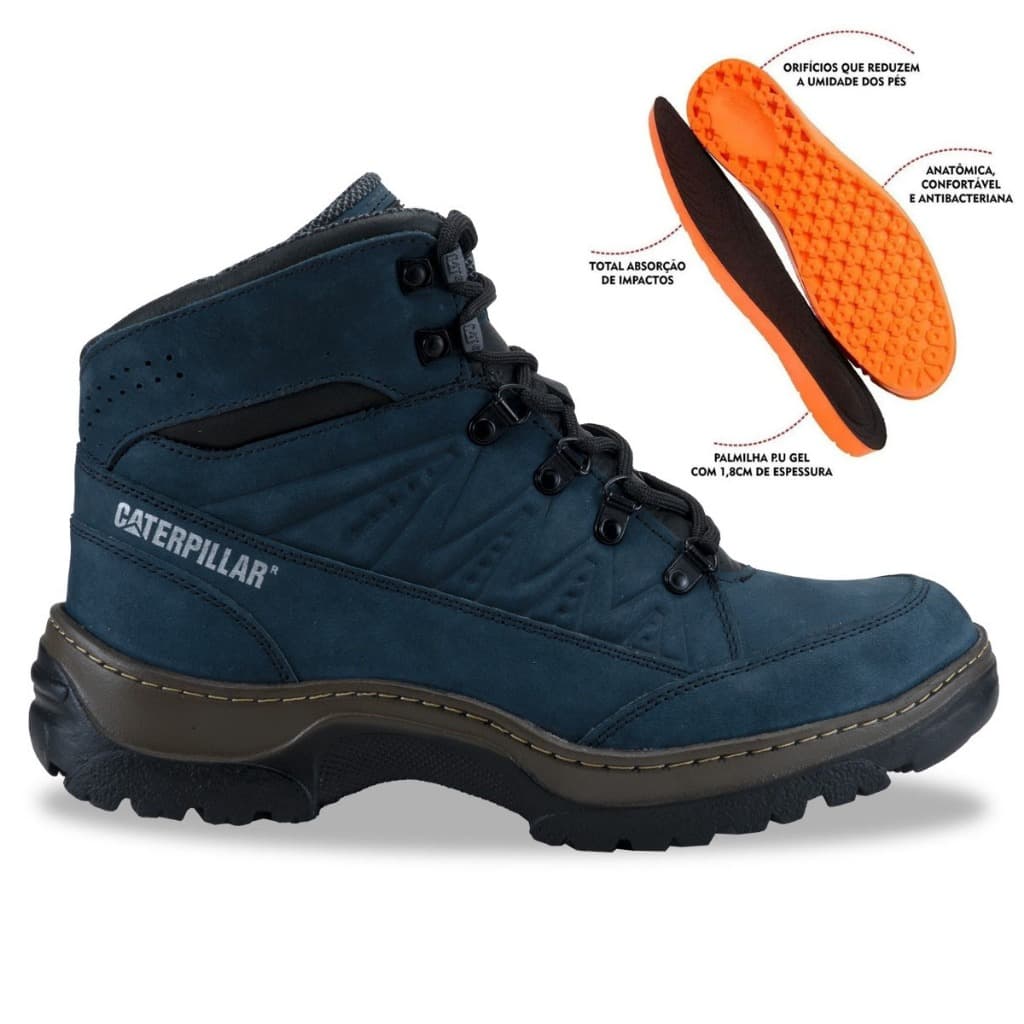 Bota Masculina Coturno Caterpillar 100% Couro Legitimo Solado Costurado E Palmilha Gel Ortopédica Lançamento