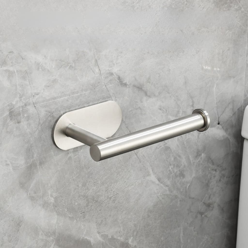 Porta Papel Higiênico Suporte Prata Adesivo De Parede Aço Inox Banheiro Lavabo Sem Furos CHEF D
