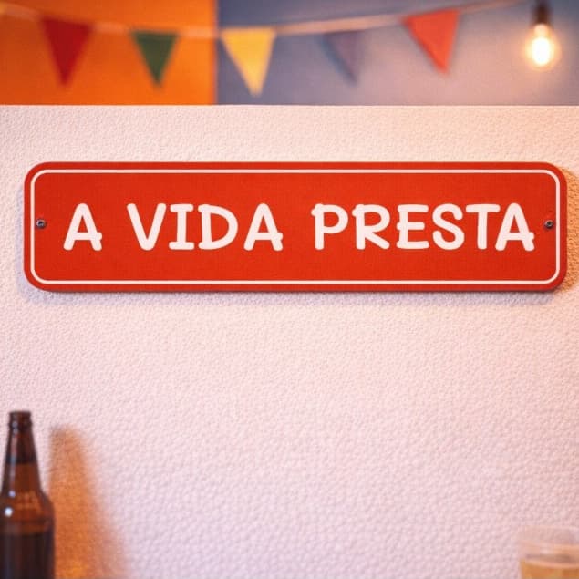 Placa decorativa A VIDA PRESTA VERMELHO (20x5cm) Plaquinha PLA com frases divertidas Escrito Relevo