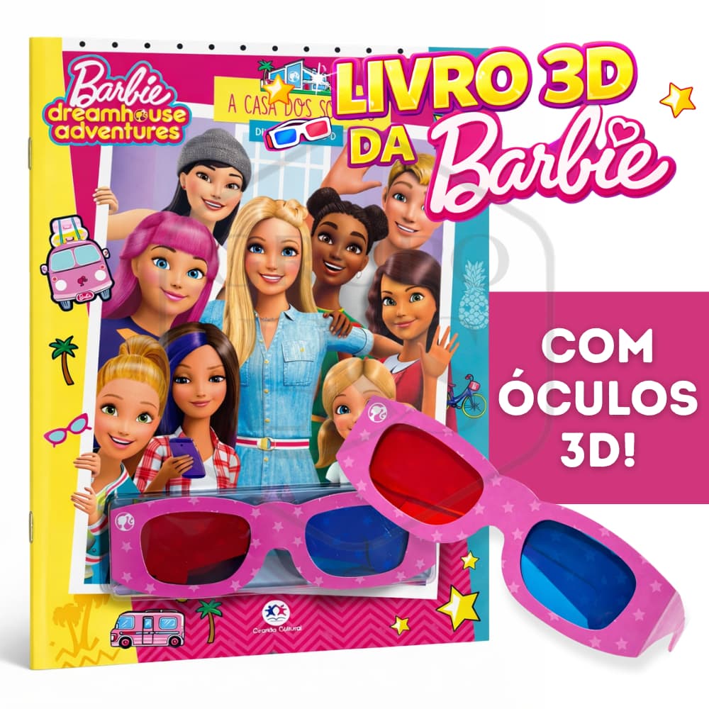 Livro Infantil 3D Barbie Com Óculos Estimula Leitura Criatividade Crianças