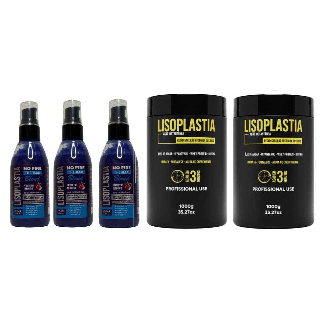 3 Protetor Térmico Blond +2 Máscara Reconstrução Lisoplastia
