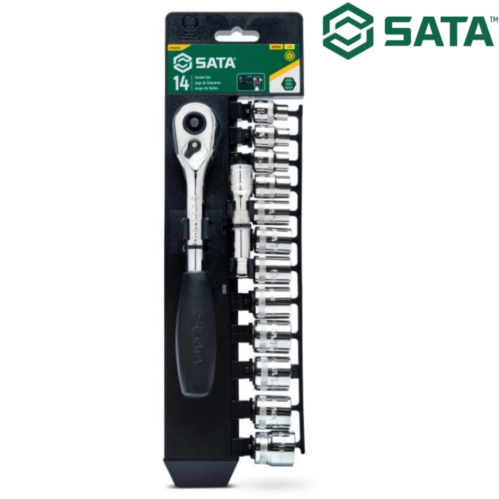 Jogo de Soquetes 3/8" com Catraca de 14 peças SATA‑ST09523
