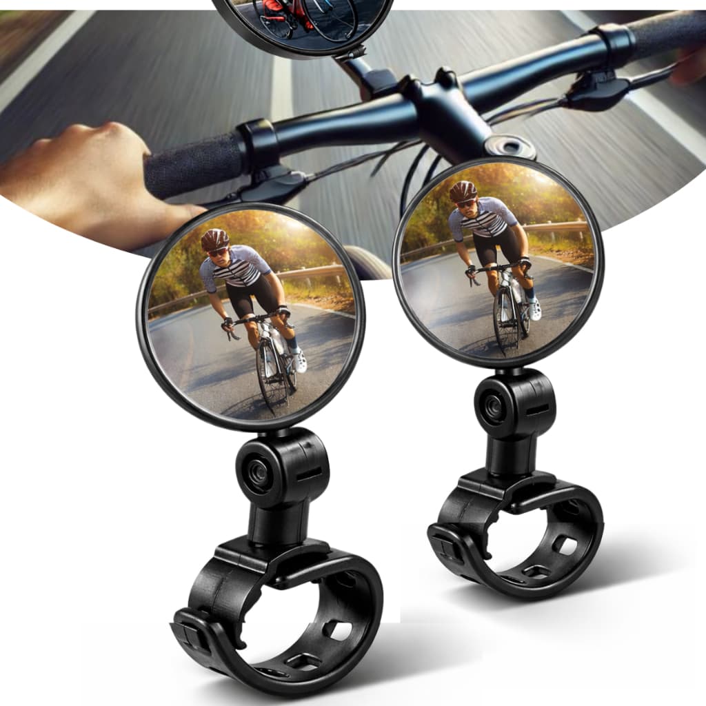 2 Espelhos Retrovisores de Guidão Acessórios de Bicicleta Grande Angular Rotação de 360 ​​Graus