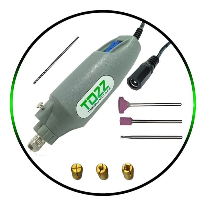 Mini furadeira Tozz Drill 12V + Acessórios, sem fonte