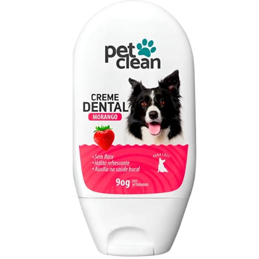Creme Dental Pet Clean Morango 90g Contra Mau Hálito