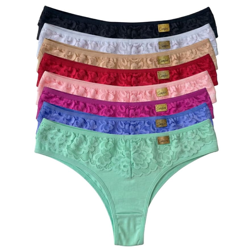 Kit Calcinha c/ Renda Conforto dia a dia Forro 100% Algodão Tanga Confortável