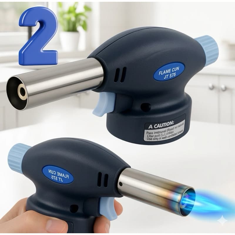 Maçarico Culinário Portátil Recarregável Chama Ajustável Cozinha Doce Queijo Churrasco Azul