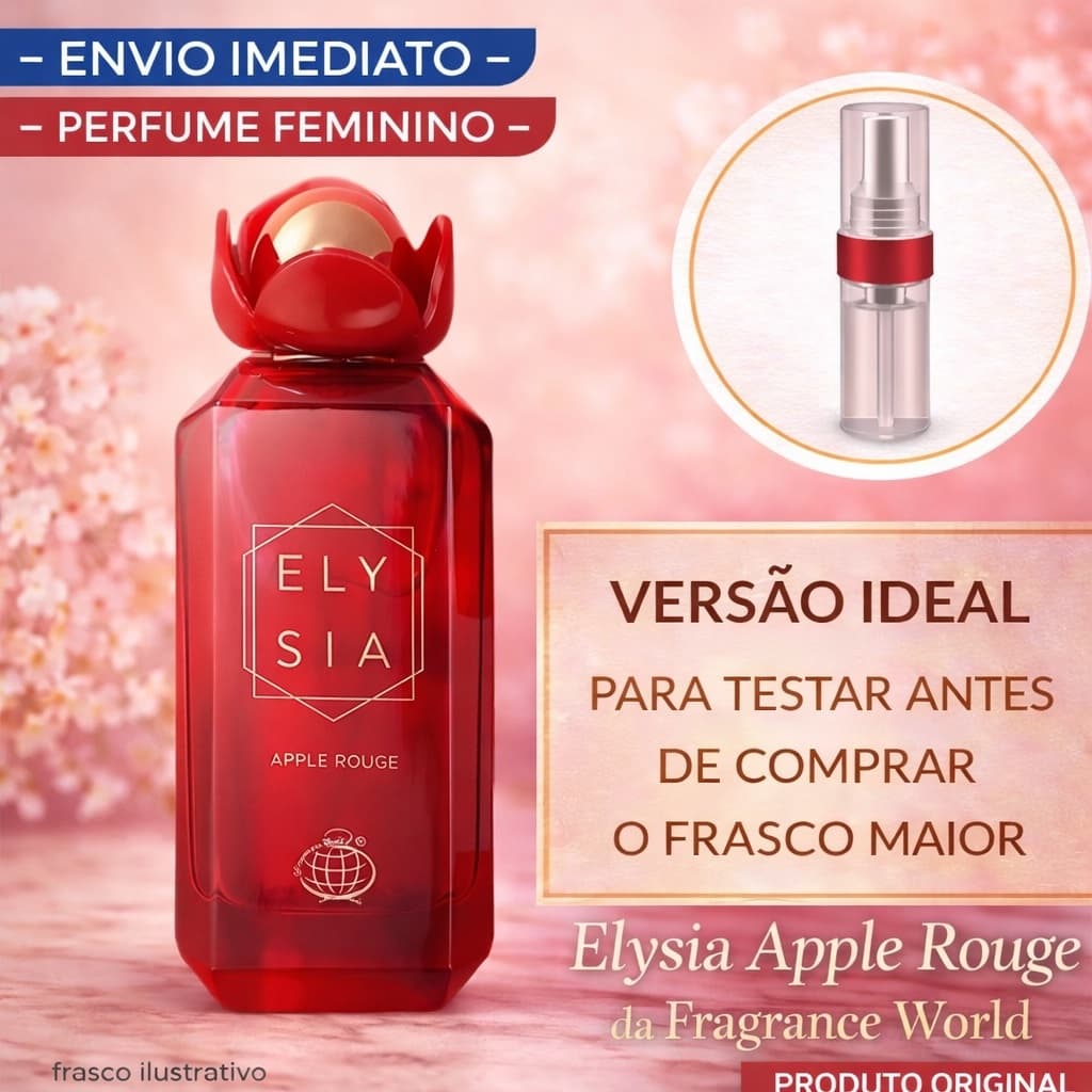 Perfume árabe Elysia Apple Rouge - Fragrance World - SEDUTOR (CHEIRO MAÇÃ VERMELHA DOCE)