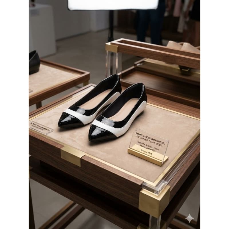 sapatilha confort flex Feminina Bico Fino Elegante Macia e Confortável Preta e branca Casual Discreta Promoção Original