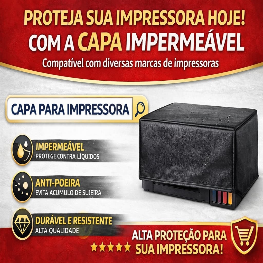 Capa para Impressora Couro Sintético Impermeável Epson HP Canon Universal