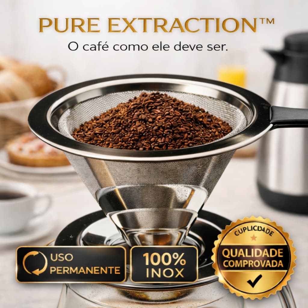 Coador Café Inox Filtro Reutilizável 103 tamanho10cmx12cm Peneira Aço