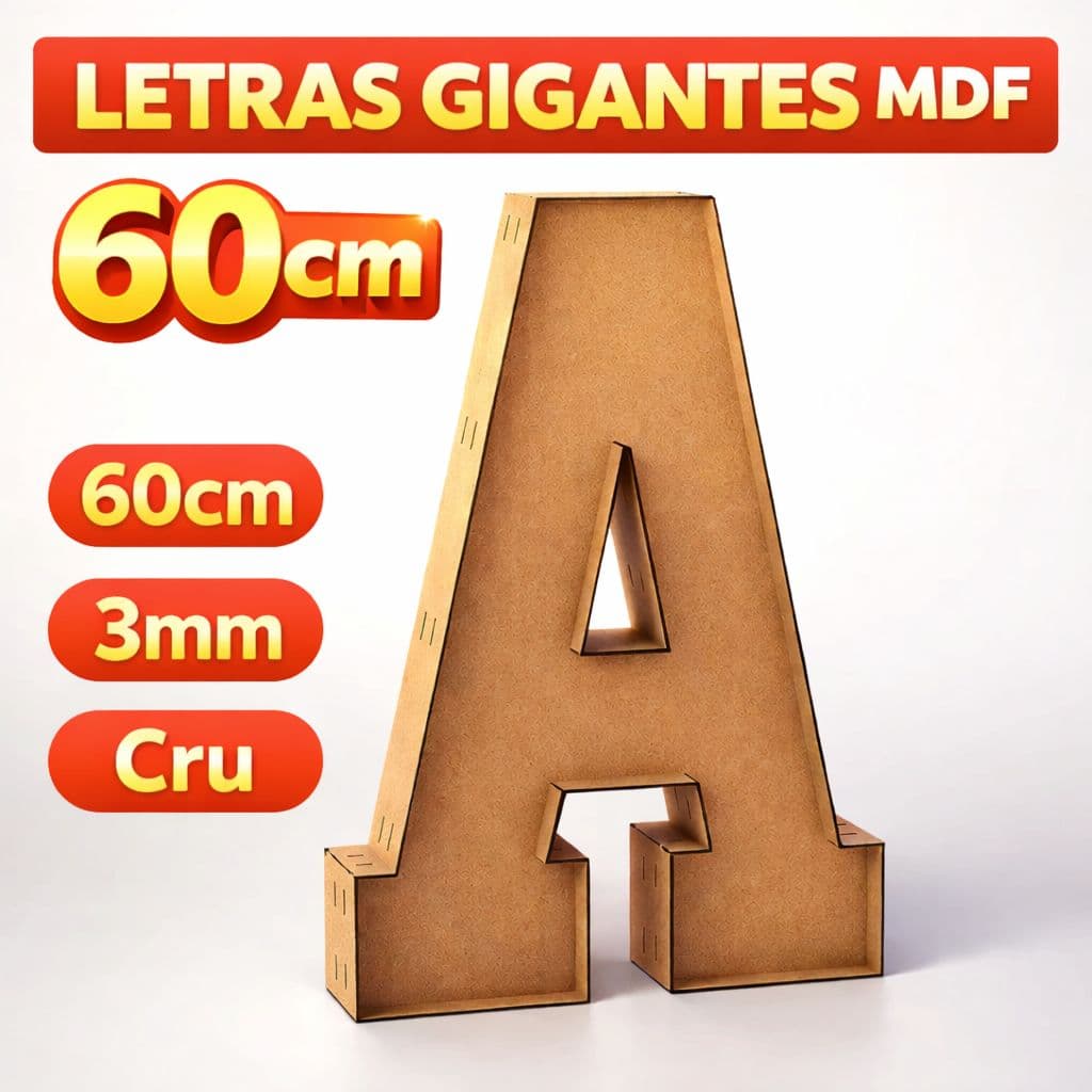 Letra Decorativa A a Z + Números 0 a 9 MDF 60cm | Letra Caixa 3D | Decoração Festa, Quarto e Eventos