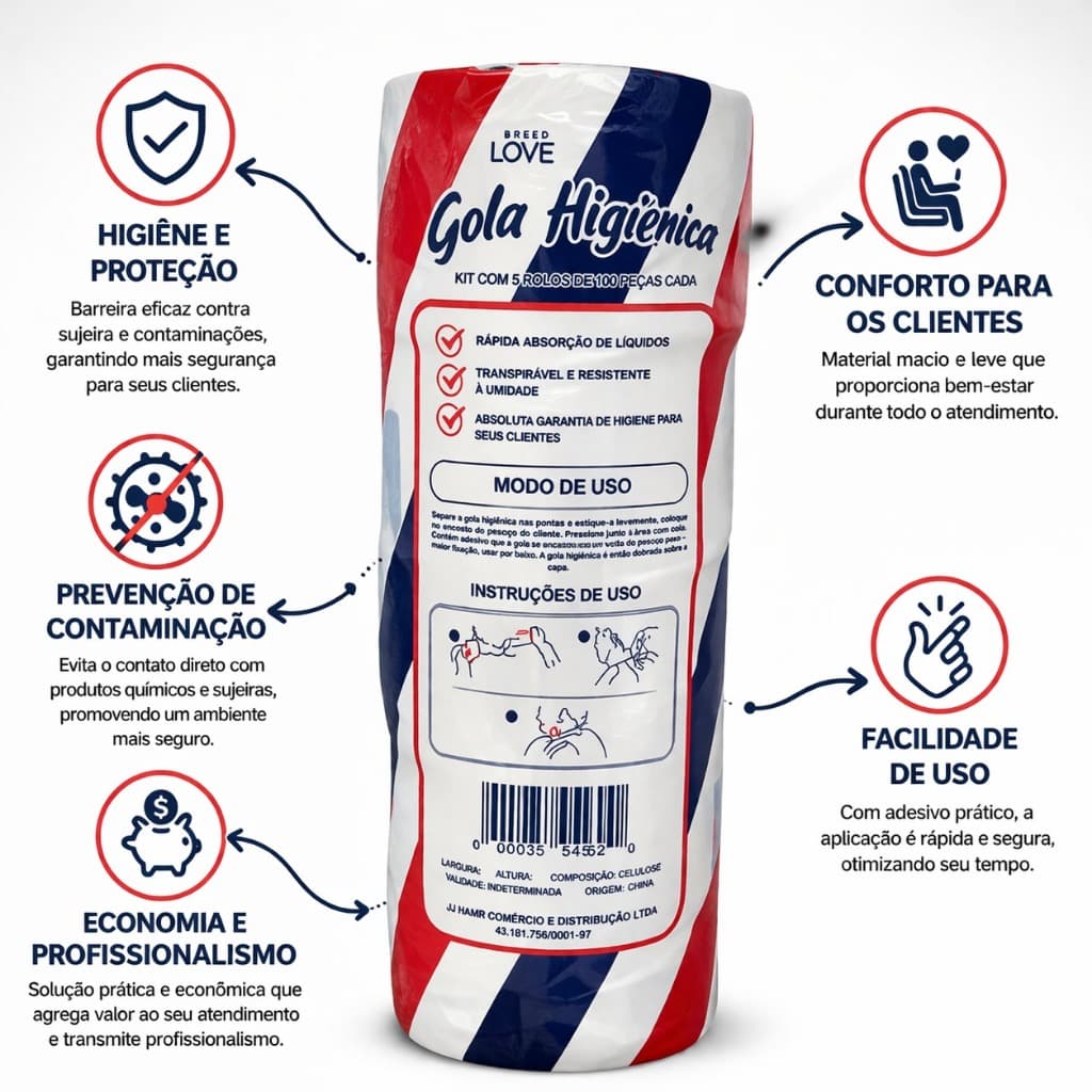 gola higiênica barbearia 1 Pacote C/ 5 rolos 500 unidades descartável pronta entrega envio imediato