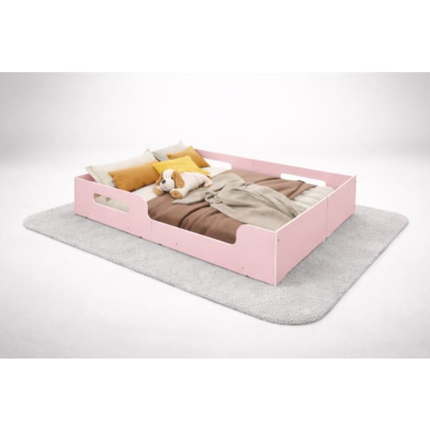 Cama Infantil Casal Montessoriana e Grade Proteção Caminha Cercado Quarto Juvenil Menino Menina