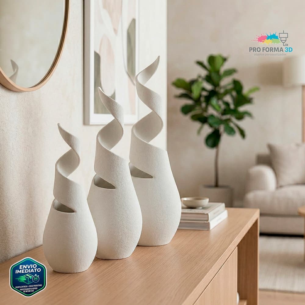 Vasos Decorativos Modernos Espiral - Peça Artística Minimalista - Decoração Casa - Material Premium