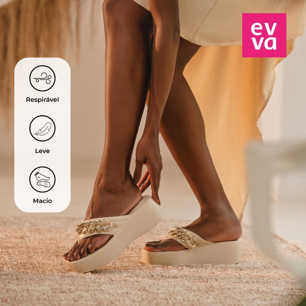 Chinelo Nuvem Plataforma Feminino EVA Com Corrente Evva Hit Original Leve e Macio