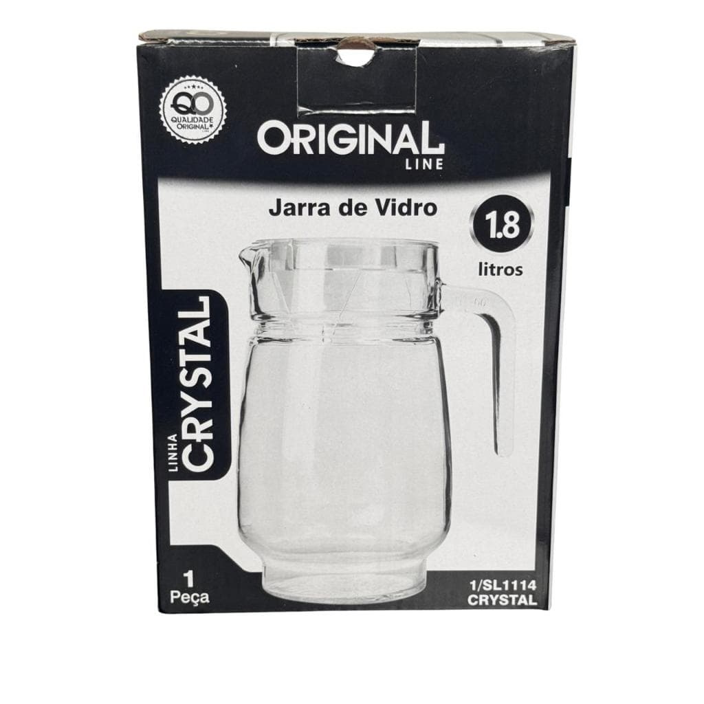 Jarra de Vidro CRYSTAL 1,8L com Tampa Acrílica Resistente