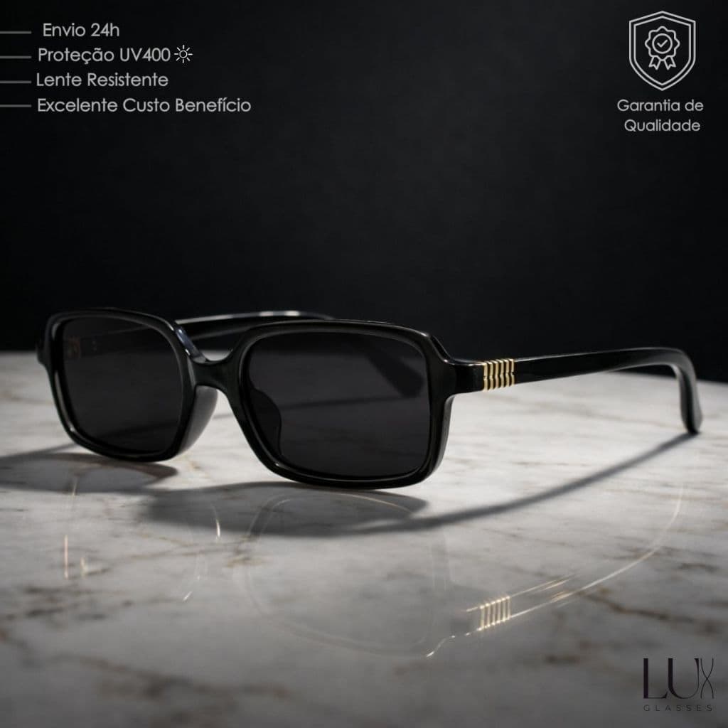 Óculos de Sol Retangular Feminino UV400 Proteção Total Estilo Moderno Premium
