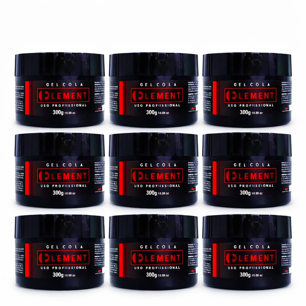 Gel capilar Premium  Element For Men 300g  Fixação Extra Forte efeito cola Profissional Kit 9 Unidades