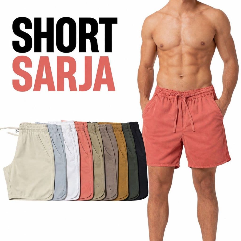 Short Sarja Viés Masculino - Produto Premium