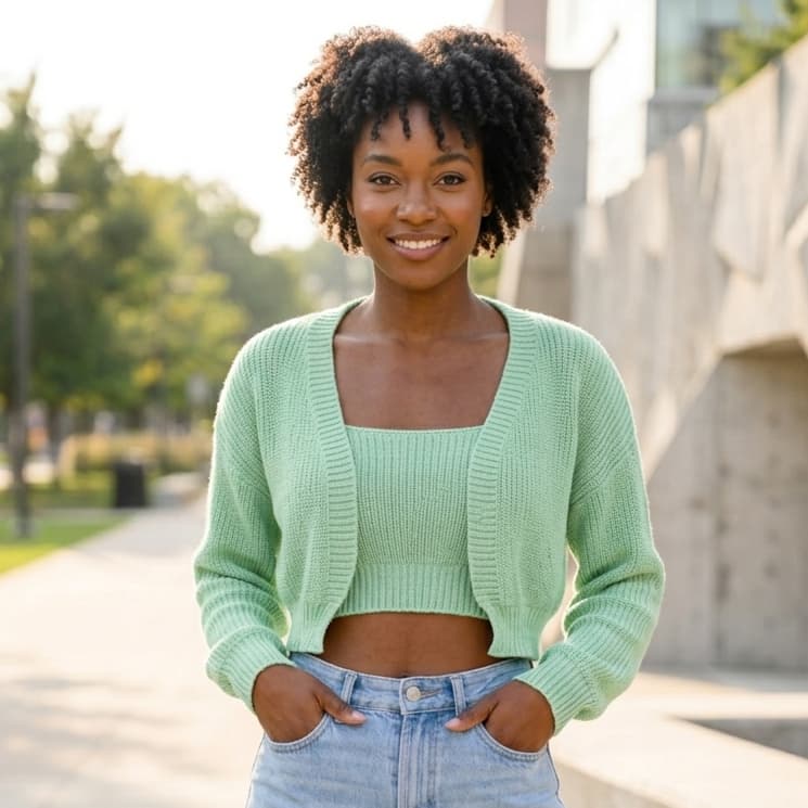 Conjunto Feminino Tricô Modal Cropped E Cardigã Inverno Manga Longa Lançamento Inverno e Verão