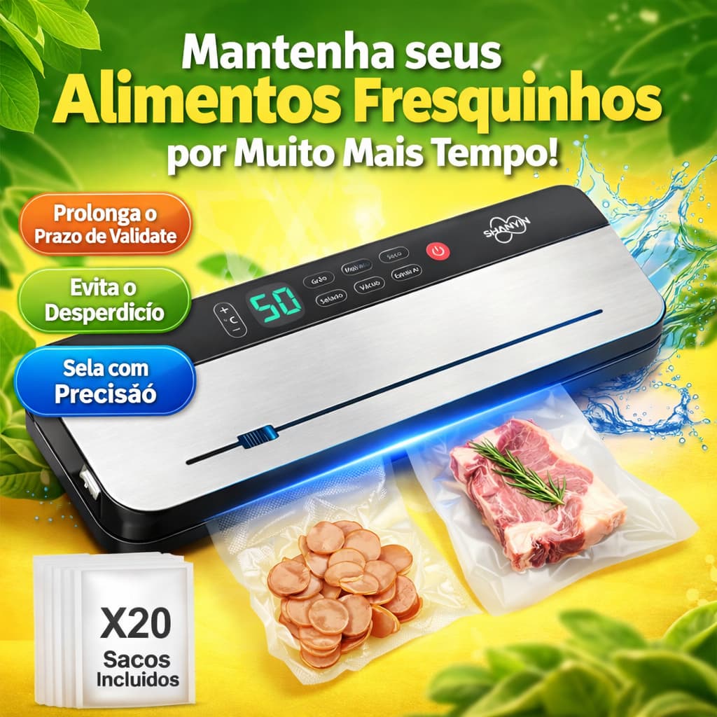 Seladora A Vácuo 8 Em 1 Com Cortadore 20 Sacos,recarregável