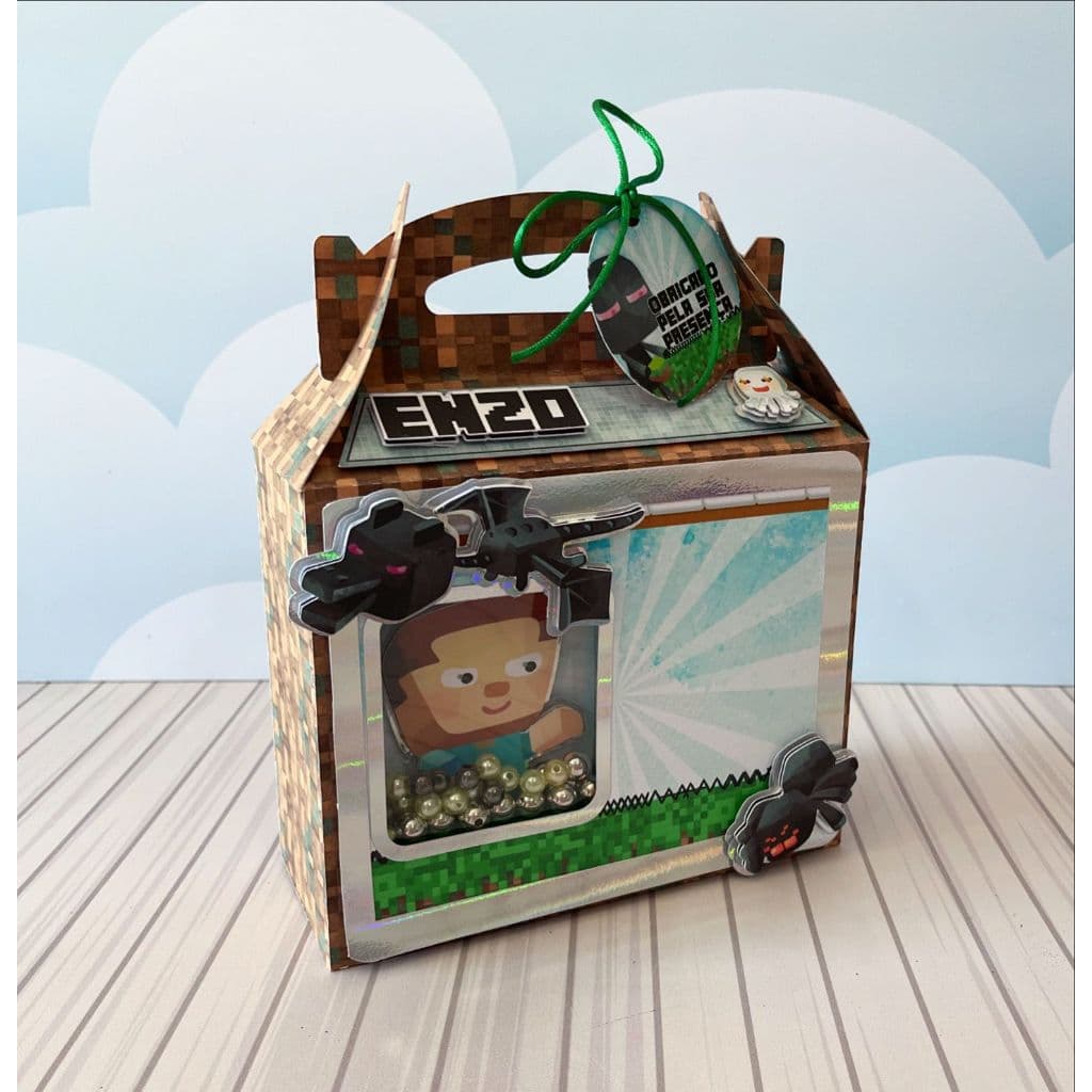✨ Maletinha Vitrine Luxo - Minecraft, Jogo - Papelaria Personalizada - Lembrancinha de Festa