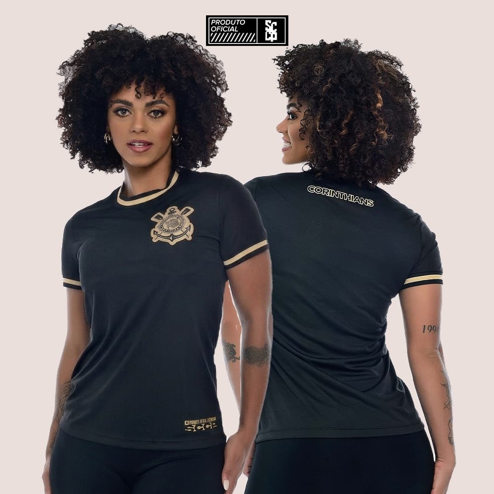 Camiseta Corinthians Gold Baby Look Feminina Original Leve Confortável Casual Respirável Premium