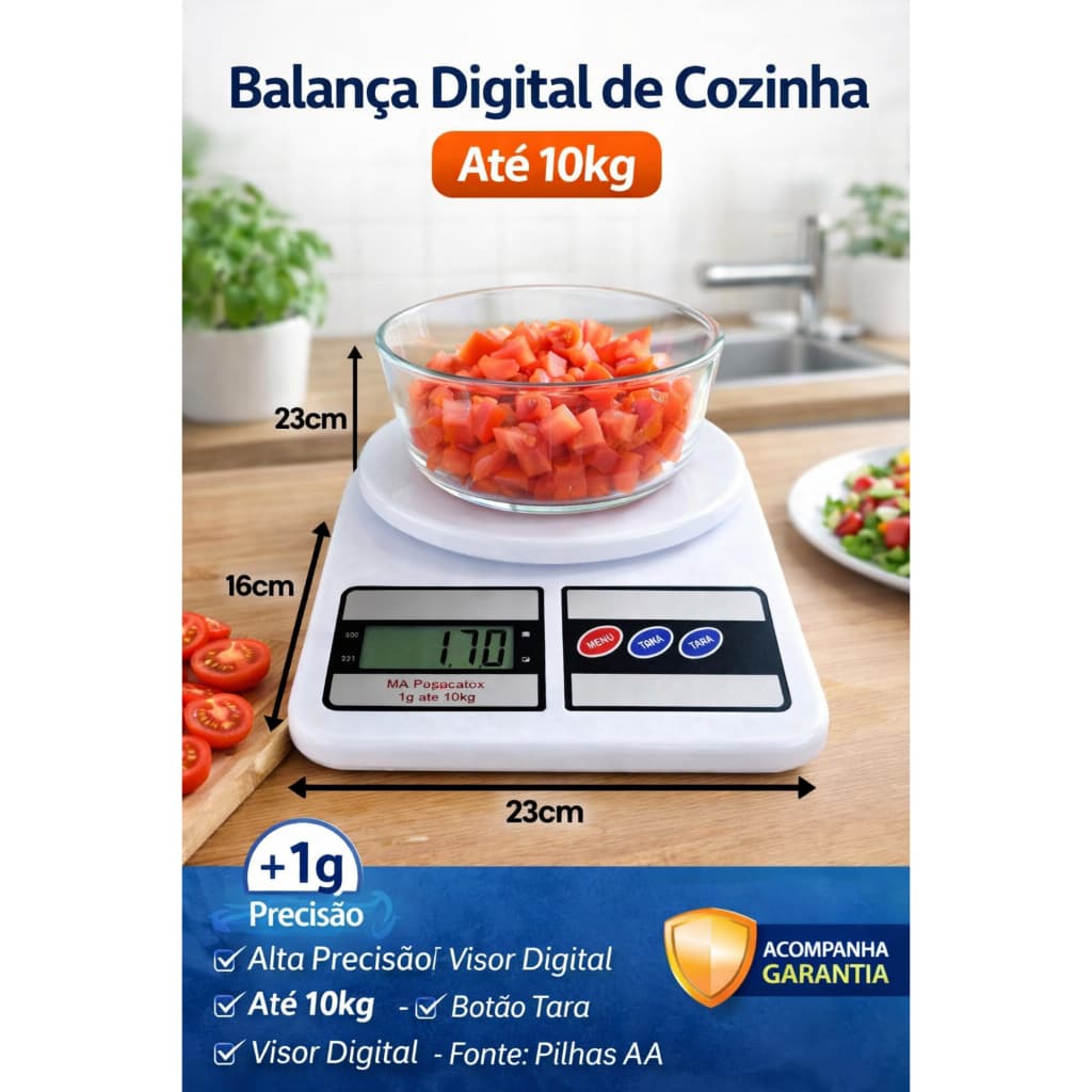 🔥 Balança Digital de Cozinha Alta Precisão Até 10kg 👍🏼 Visor LCD Função Tara Portátil 🚀