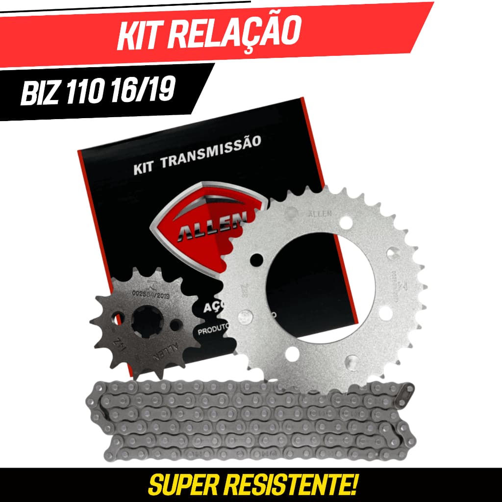 Kit Relação Transmissão Tração Biz 110I 16 Até 19 (33T+14T-428H+106L)