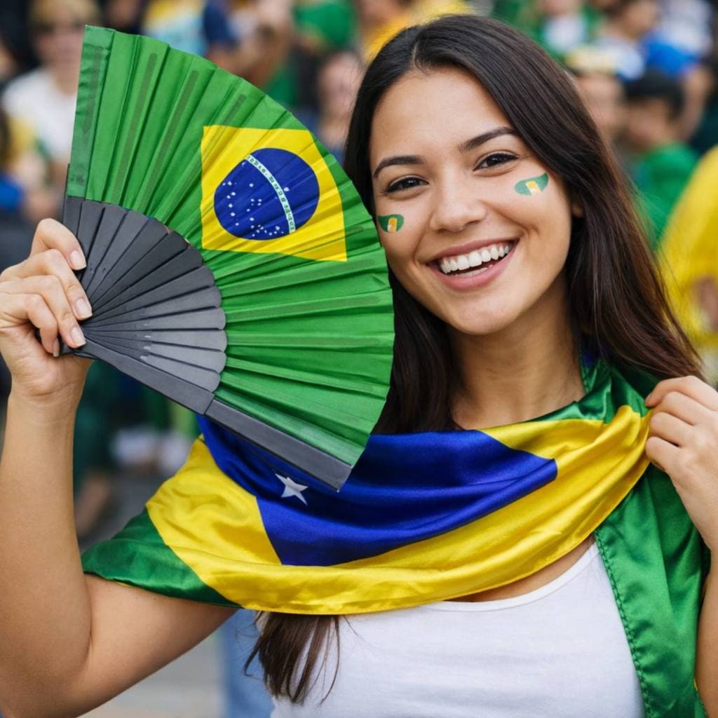 Kit Torcedor Lenço e Leque Brasil Torcida Copa 2026
