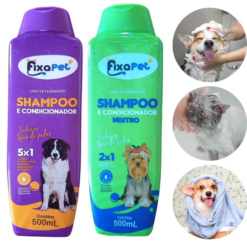 Shampoo e condicionador para Cachorro Gato Fixa pet Banho